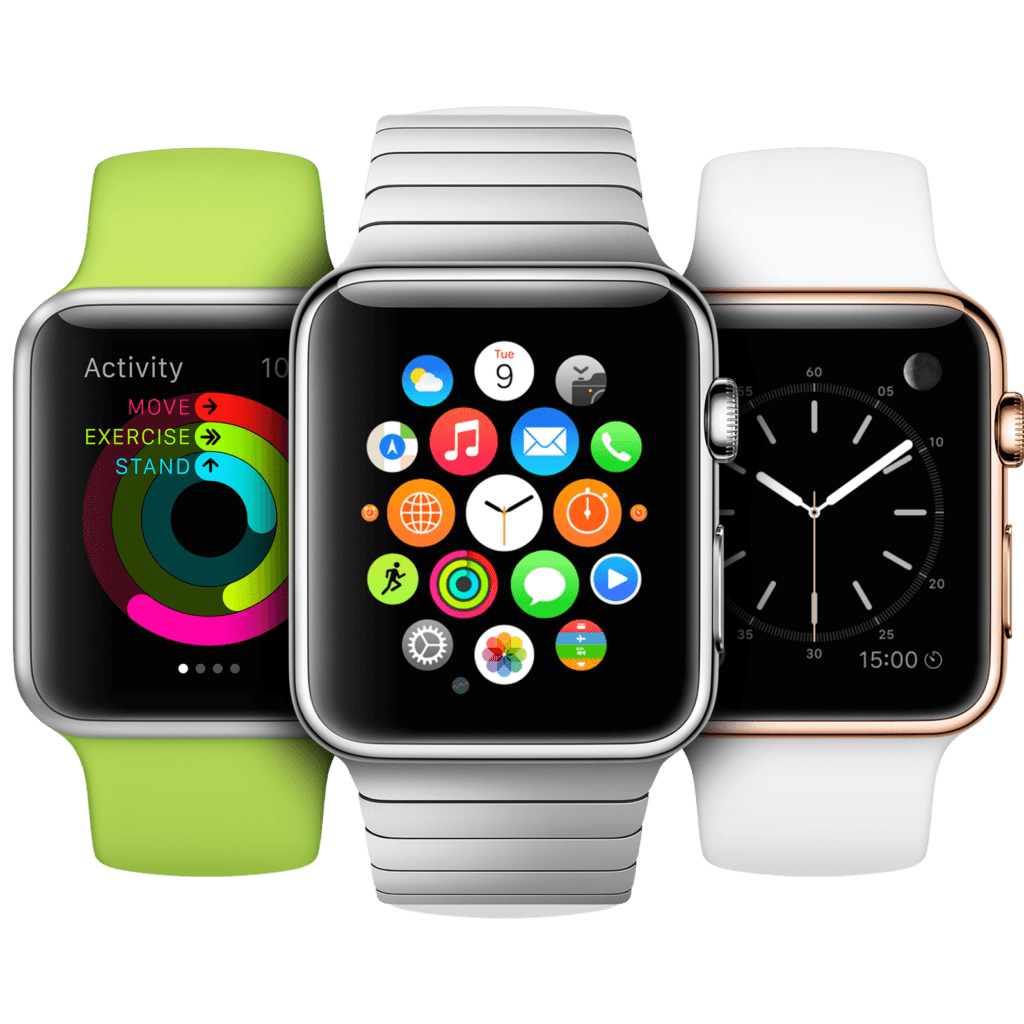 A group of three different apple watch models